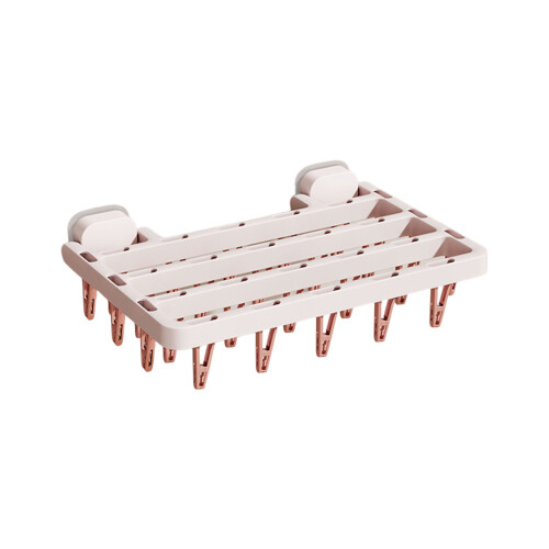 Multiple Clip Plastic Drying Stand For Sock And Underwear-Pink