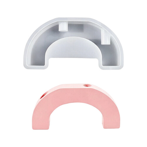 2 Cavities Rolled Bridge Silicone Candlestick Molds U Shape-3
