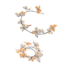 Matching Set of 2 Delicate Silk Butterfly Vine-yellow and white