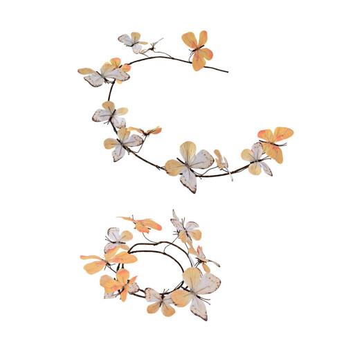 Ensemble de 2 guirlandes de vigne papillon-jaune et blanc