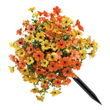 Artificial Flower Plant With Ground Stake for-Tangerine yellow