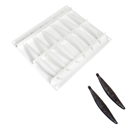 6 Cavity Vanilla Pods Shape Silicone Molds Nonstick Easy-White
