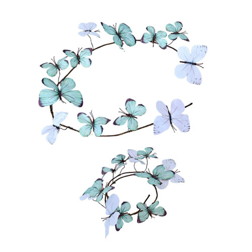 Double Tone Artificial Floral Wreath Pair High-white green