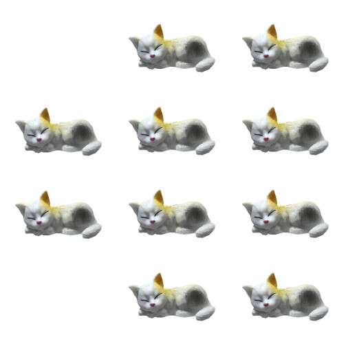 10PCS Miniature Cats Statues Resin Decorative-1fox cat 1