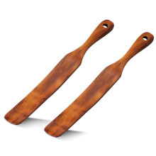 2 Pack Wooden Spurtles Thin Spatula Long Handle Heat Resistant