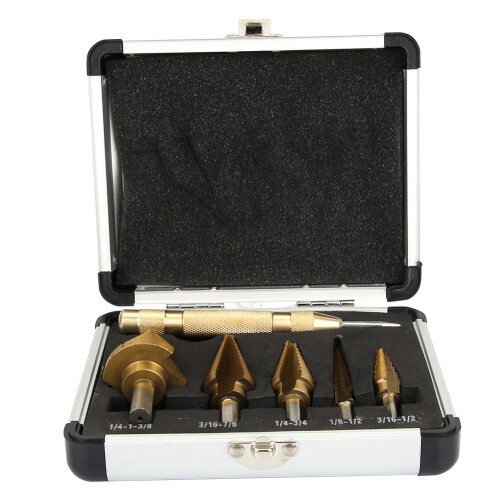 6pcs 1 Box HSS Titanium-Plated Step Drill Set 1