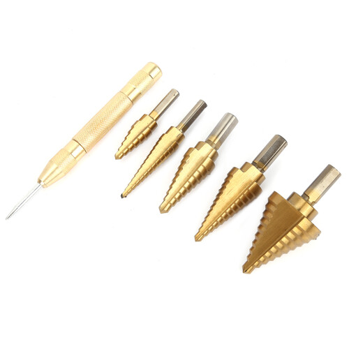 6pcs 1 Box HSS Titanium-Plated Step Drill Set 2