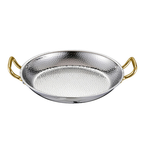 Rusts Resistant Spanish Paella Pan With Double-silver 30cm