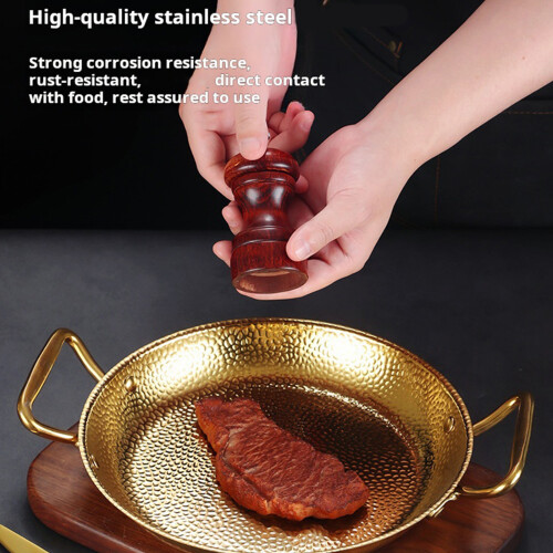 Elegant Double Handle Paella Pan Hammered Stainless-silver 26cm 1