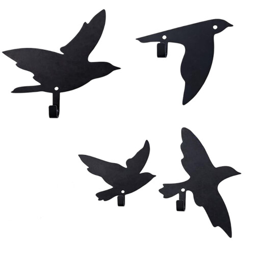 Space Saving Black Bird Wall Mount Hanging Hook Great For-C 1