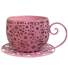 Eleganter Pflanzenbehälter aus Metall mit Retro-Charme,-Rosa