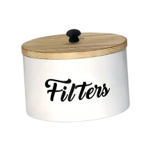 Elegant Wood Coffee Filter Paper Organizers Kitchen-White 1