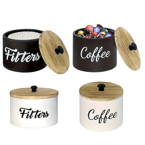 Natural Wood Coffee Filter Dispenser Box Keep Papers-White 2 1