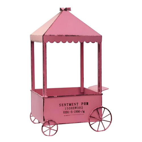 Mobiler Blumentopf mit Retro-Charme und Eisen-Metall-Design-Rosa