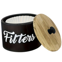 Koffiefilterdispenserdoos van natuurlijk hout met open-Zwart 1