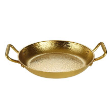304 Stainless Steel Spanish Paella Pan Rice Cooking-gold 30cm