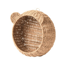 Wall Mounted Floating Shelf for Plant Figurines Display, Rattan