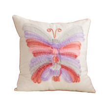 Housse de coussin carrée en coton avec imprimé papillon-Rose