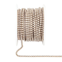 10Yardsx2Mm Metal Base Rhinestones Chain Trim-K gold protein