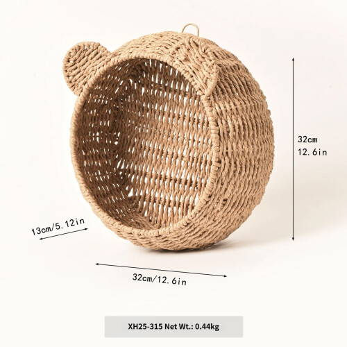 Wall Mounted Floating Shelf for Plant Figurines Display, Rattan 2