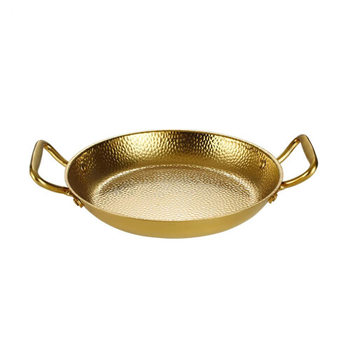 Rusts Resistant Spanish Paella Pan With Double Handle-gold 28cm