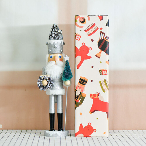Traditional Wood Nutcrackers Statue Silver Finish Great For 1