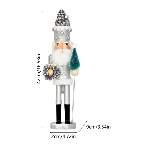 Traditional Wood Nutcrackers Statue Silver Finish Great For 2