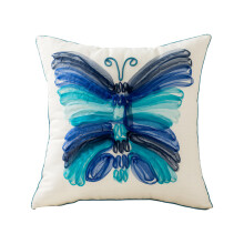 Housse de coussin carrée en coton doux, élégante, motif-Bleu