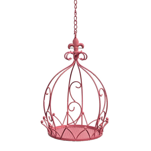 Decorative Iron Plant Holder Hanging Planter Hanging-Pink.