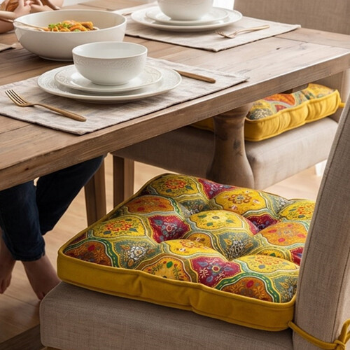 Polyester respirable de base-coussin couronne jaune 2