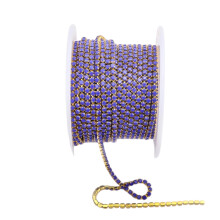 10Yardsx2Mm Rhinestones Chain Trim Metal Base-Gold background