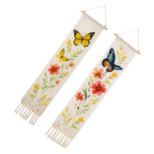Ethnic Style Cotton Wall Hanging With Tassels And Floral-M03173