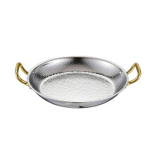 Paella Pan Double Handle Cooking Pan Stainless-silver 28cm