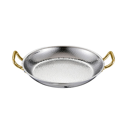 Paella Pan Double Handle Cooking Pan Stainless-silver 28cm