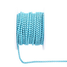 10Yards Rhinestones Close Chain Trim For-porcelain lake blue