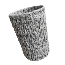 Poubelle multi-usage en rotin avec cadre en fer solide,-Gris