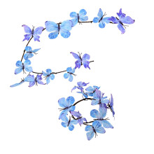 Set of 2 Bright Gradient Butterfly Vine Garlands-blue grape
