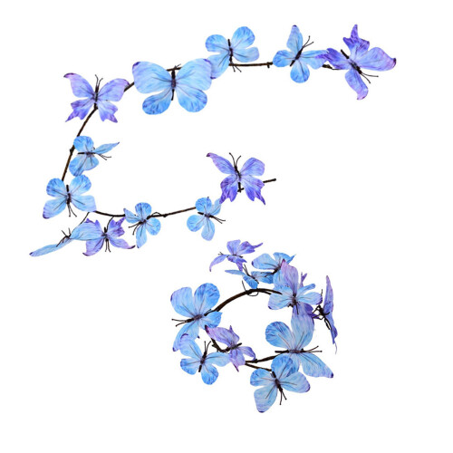 Set of 2 Bright Gradient Butterfly Vine Garlands-blue grape