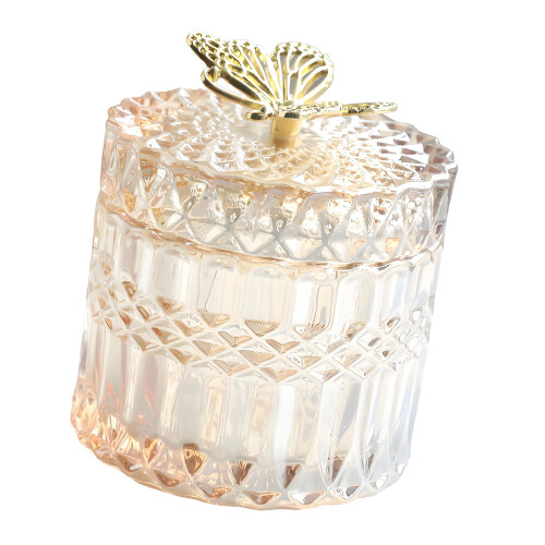 Stylish Butterfly Themed Glass Container With Smooth Surfaces-S