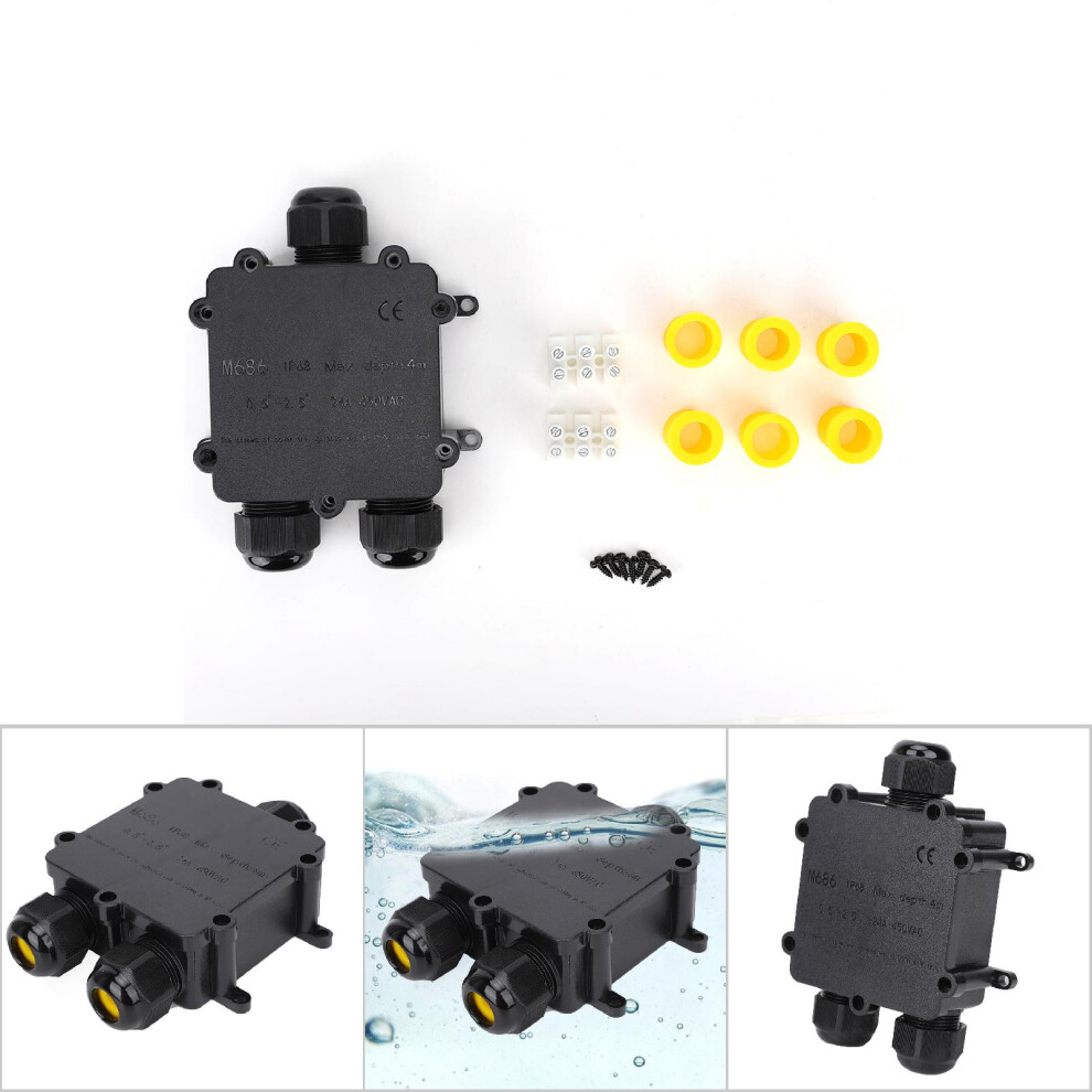 Ip68 Waterproof Electrical Junction Box M686 Plastic Outdoor 3-Way Enclosure 8481393792611