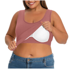 Sommer-Tanktop für Damen mit Hebe-BH, U-Ausschnitt,-Rosa 5XL
