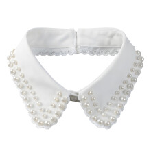 Artificial Pearls Accented Detachable Collar Easy To Wear Faux