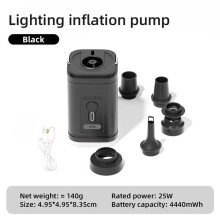 Elektrische Luftpumpe mit Lichtern, -Luftkompressor, Kabellos, USB-Aufladefunktion, Inflator-/Deflator-Pumpen für Camping im Freien A
