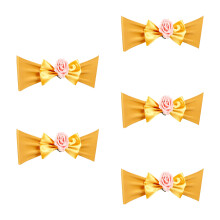 5Pcs Romantics Chair Back Bowknot Tie Decoration Easy-Rich gold