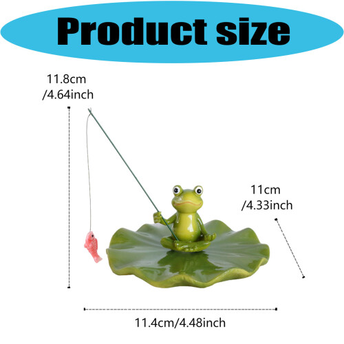Sculpture Miniature de grenouilles de pêche en résine, 2