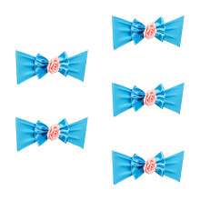 5Pcs Elastic Chair Back Bowknot Tie With Artificial-lake blue