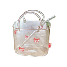 Fascinating Handcrafted Glass Vessel 720Ml-pink1 bow