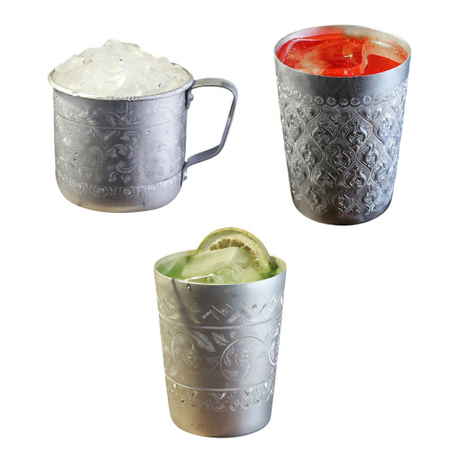 Classical Moscow Pattern Tin Alloy Cup Elegant Engraved-A 1