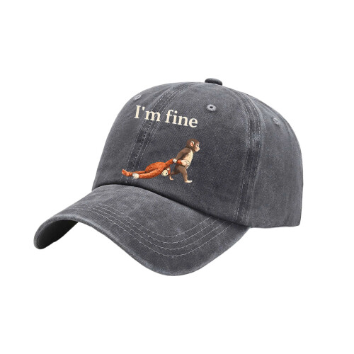 Monkey Theme Baseball Cap For Adult Teens Adjustable Strap-Gray