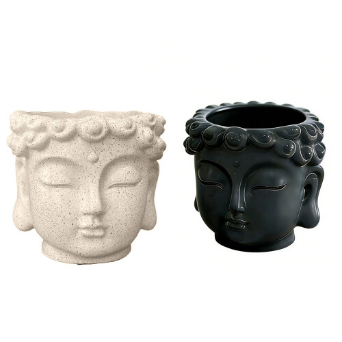Creative Buddhas Statue Flowerpot Handicrafts Green-Beige 1